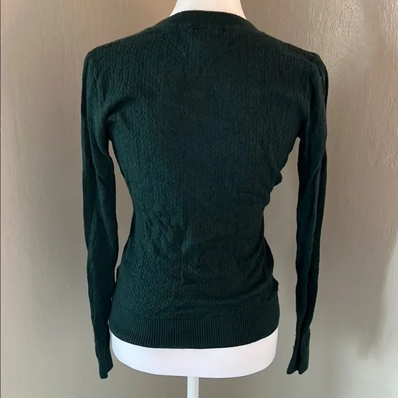 Dark Green Cable Knit Sweater - Picture 4 of 4